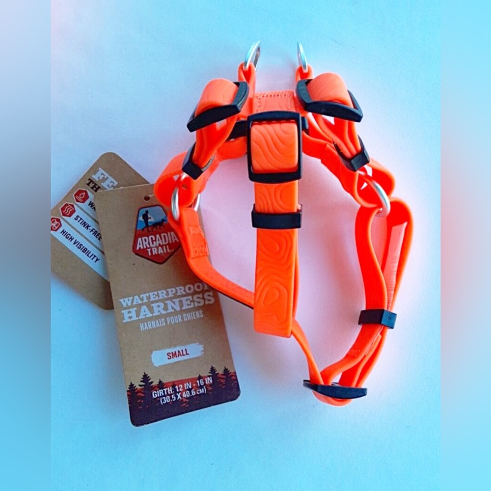 🆕 Arcadia Trail Waterproof Stink Free Dog Harness Bright Orange